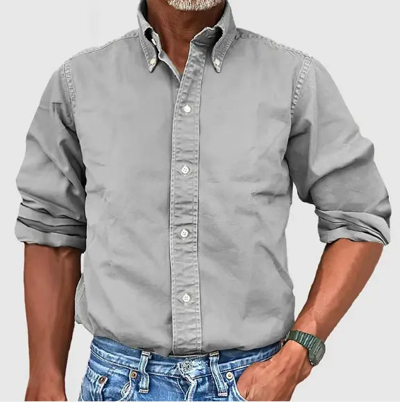 Homme Chemise Manches Longues avec Col Button-down et Coupe Regular