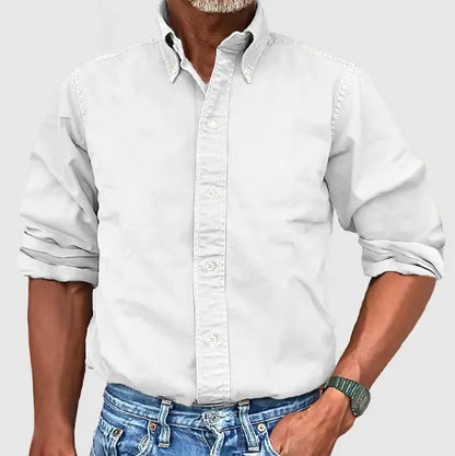 Homme Chemise Manches Longues avec Col Button-down et Coupe Regular