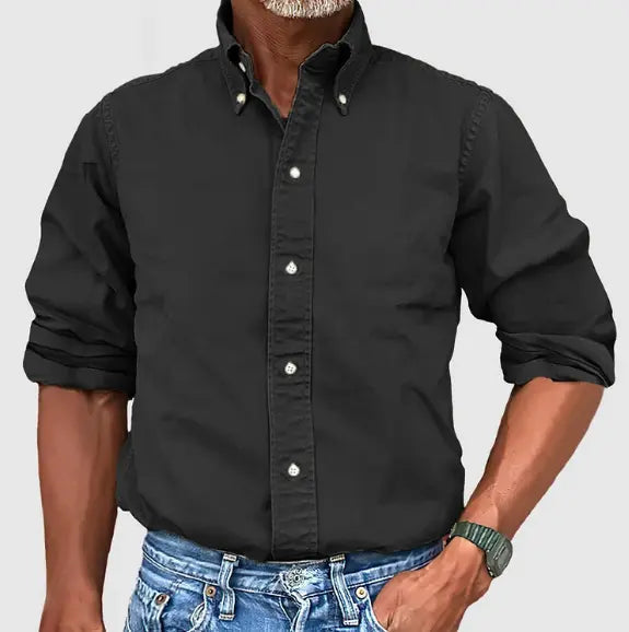 Homme Chemise Manches Longues avec Col Button-down et Coupe Regular