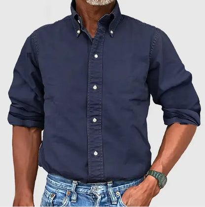 Homme Chemise Manches Longues avec Col Button-down et Coupe Regular