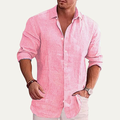 Homme Chemise Manches Longues avec Col Classique et Boutonnière