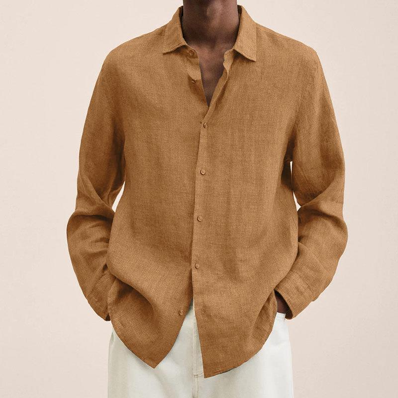 Homme Chemise Manches Longues avec Col Classique et Boutons