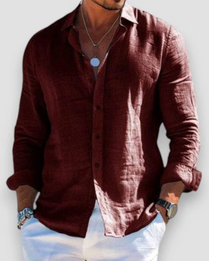 Homme Chemise Manches Longues avec Col Classique et Boutons