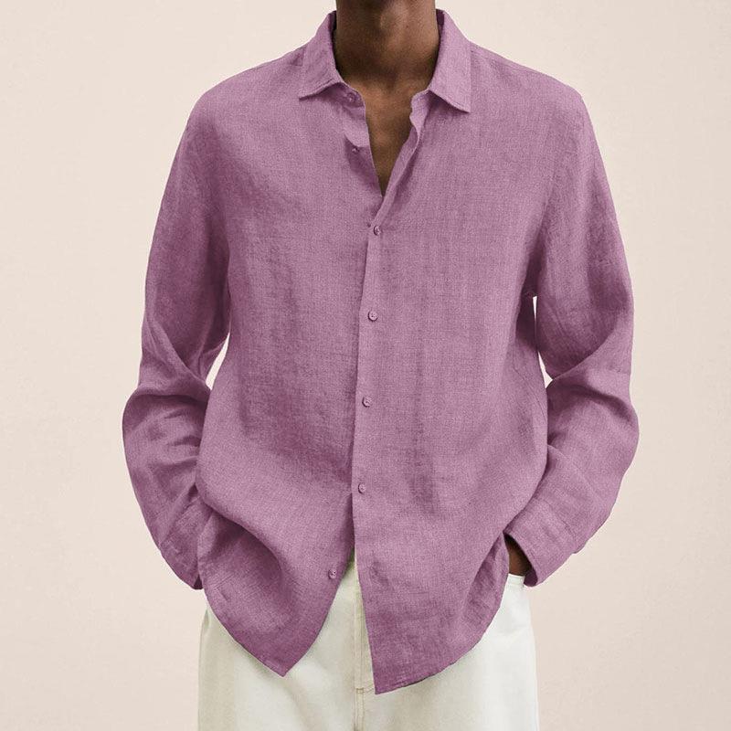 Homme Chemise Manches Longues avec Col Classique et Boutons