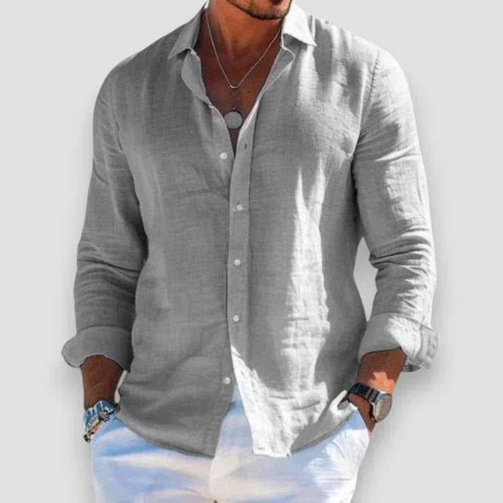 Homme Chemise Manches Longues avec Col Classique et Boutons
