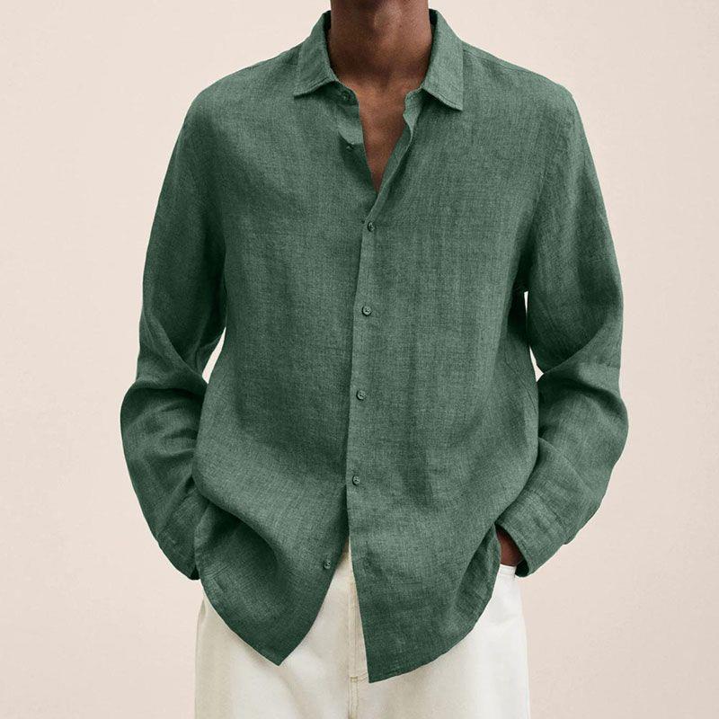 Homme Chemise Manches Longues avec Col Classique et Boutons