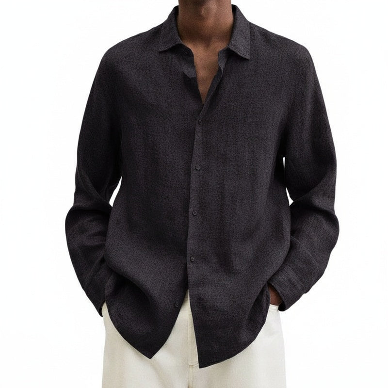 Homme Chemise Manches Longues avec Col Classique et Boutons