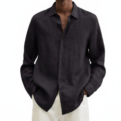 Homme Chemise Manches Longues avec Col Classique et Boutons