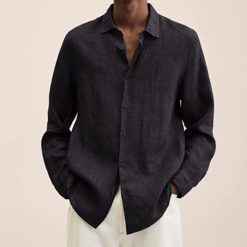 Homme Chemise Manches Longues avec Col Classique et Boutons