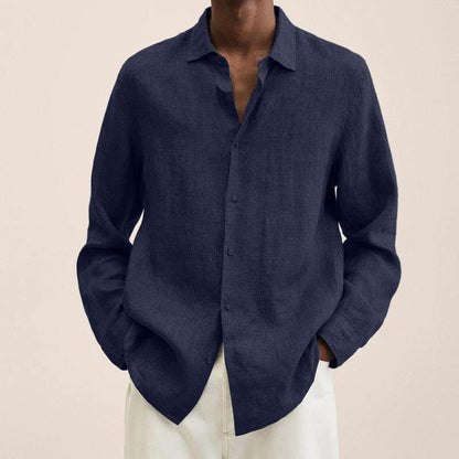 Homme Chemise Manches Longues avec Col Classique et Boutons