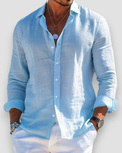 Homme Chemise Manches Longues avec Col Classique et Boutons