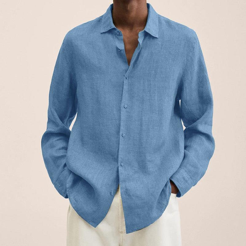 Homme Chemise Manches Longues avec Col Classique et Boutons