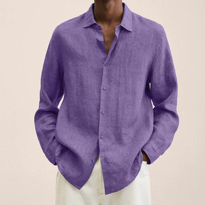 Homme Chemise Manches Longues avec Col Classique et Boutons