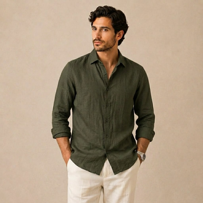 Homme Chemise Manches Longues avec Col Classique et Boutons