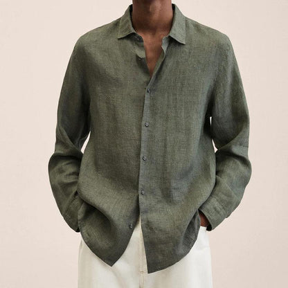 Homme Chemise Manches Longues avec Col Classique et Boutons
