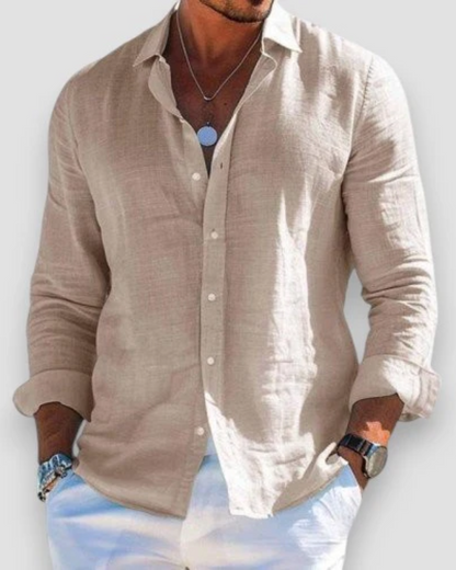 Homme Chemise Manches Longues avec Col Classique et Boutons