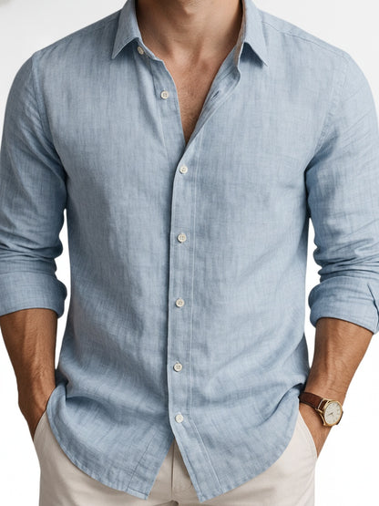 Homme Chemise Manches Longues avec Col Classique et Coupe Décontractée