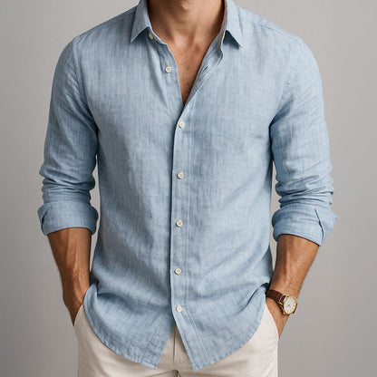 Homme Chemise Manches Longues avec Col Classique et Coupe Décontractée