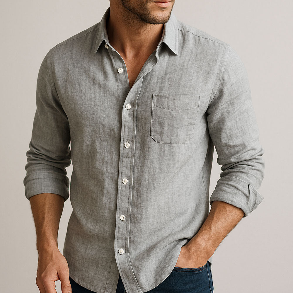 Homme Chemise Manches Longues avec Col Classique et Coupe Décontractée