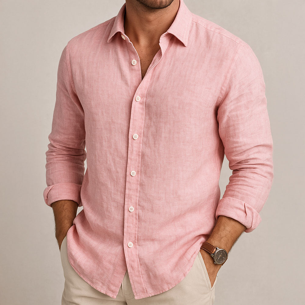 Homme Chemise Manches Longues avec Col Classique et Coupe Décontractée