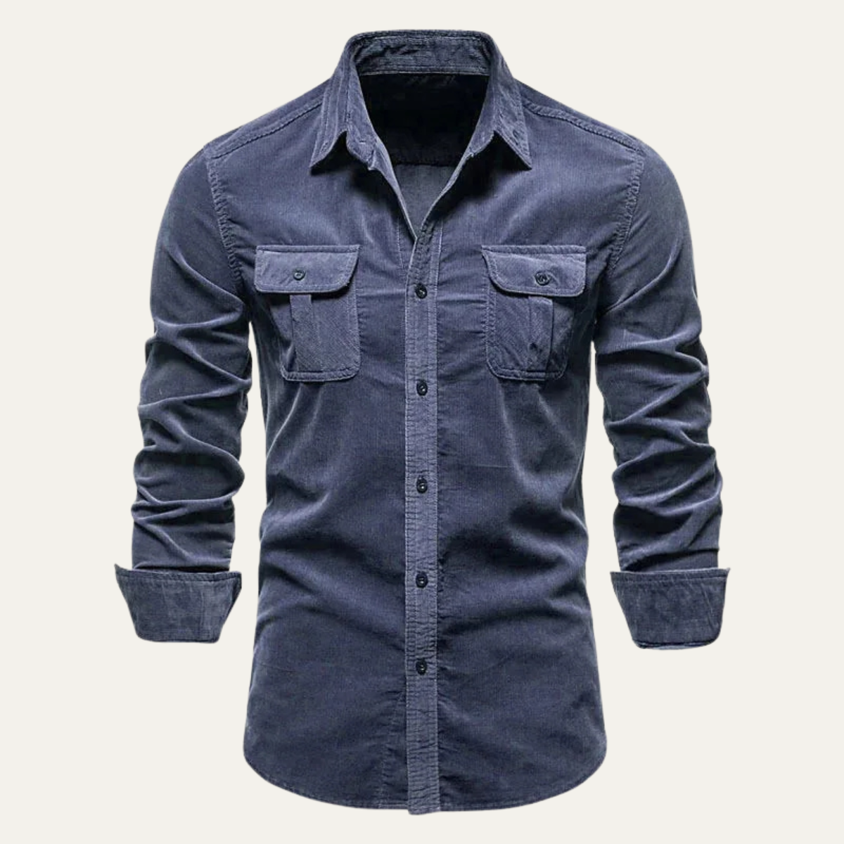 Homme Chemise Manches Longues avec Col Classique et Poches Plaquées