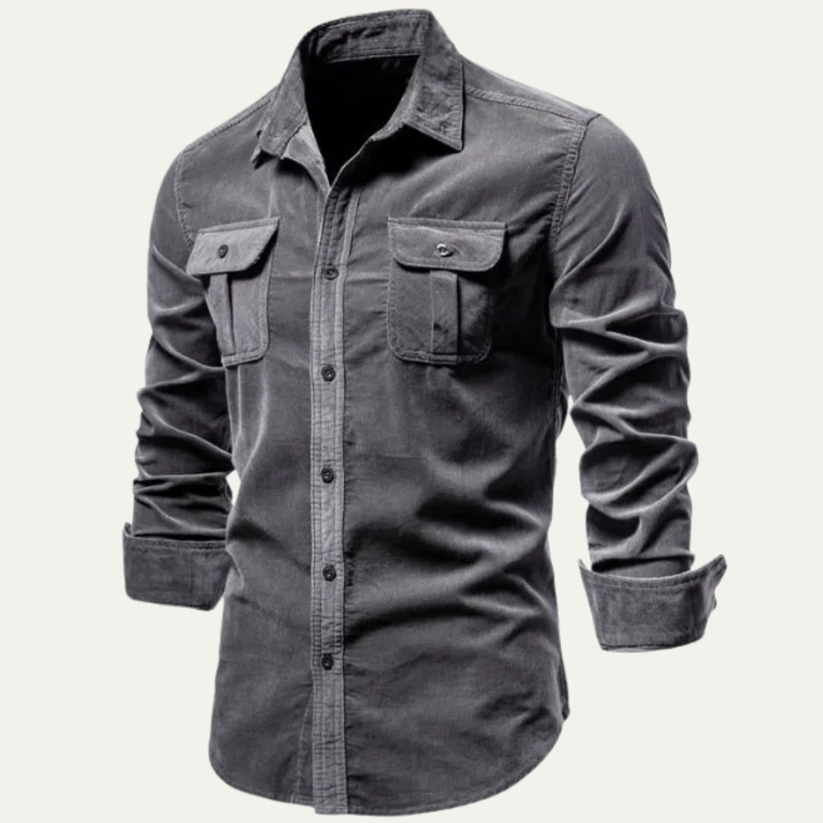 Homme Chemise Manches Longues avec Col Classique et Poches Plaquées