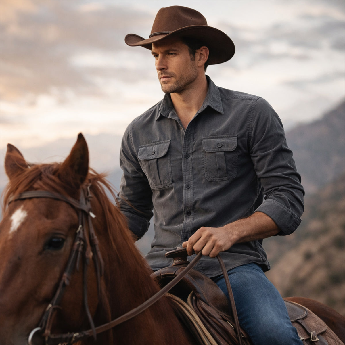 Homme Chemise Manches Longues avec Col Classique et Poches Plaquées