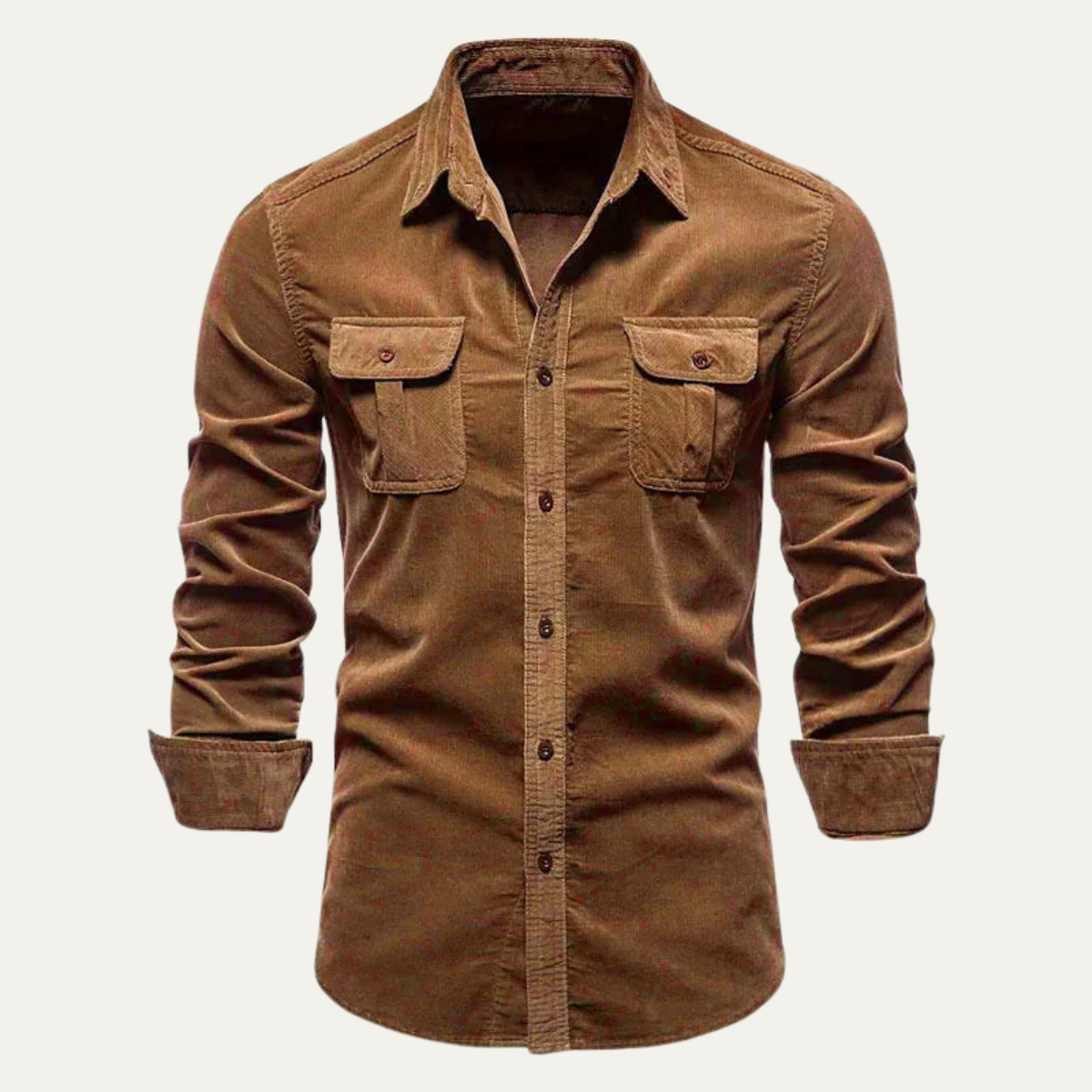 Homme Chemise Manches Longues avec Col Classique et Poches Plaquées