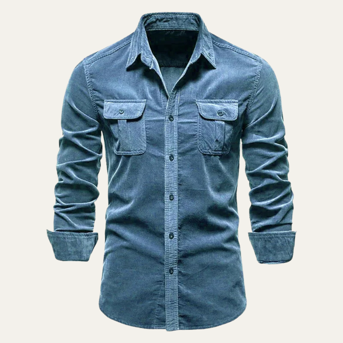Homme Chemise Manches Longues avec Col Classique et Poches Plaquées