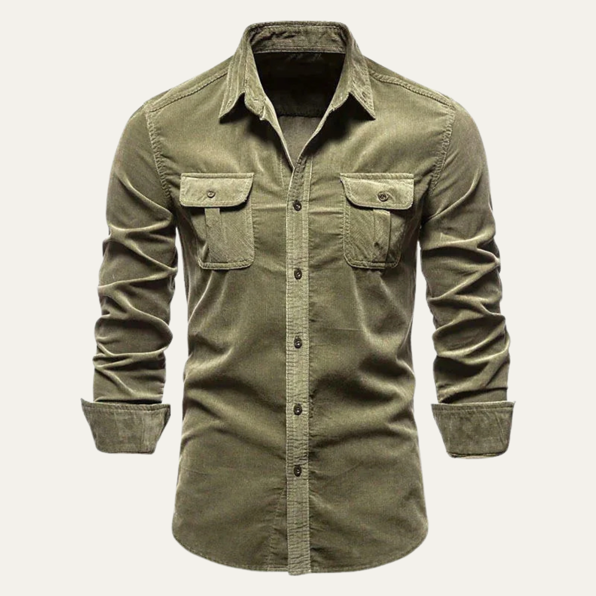 Homme Chemise Manches Longues avec Col Classique et Poches Plaquées
