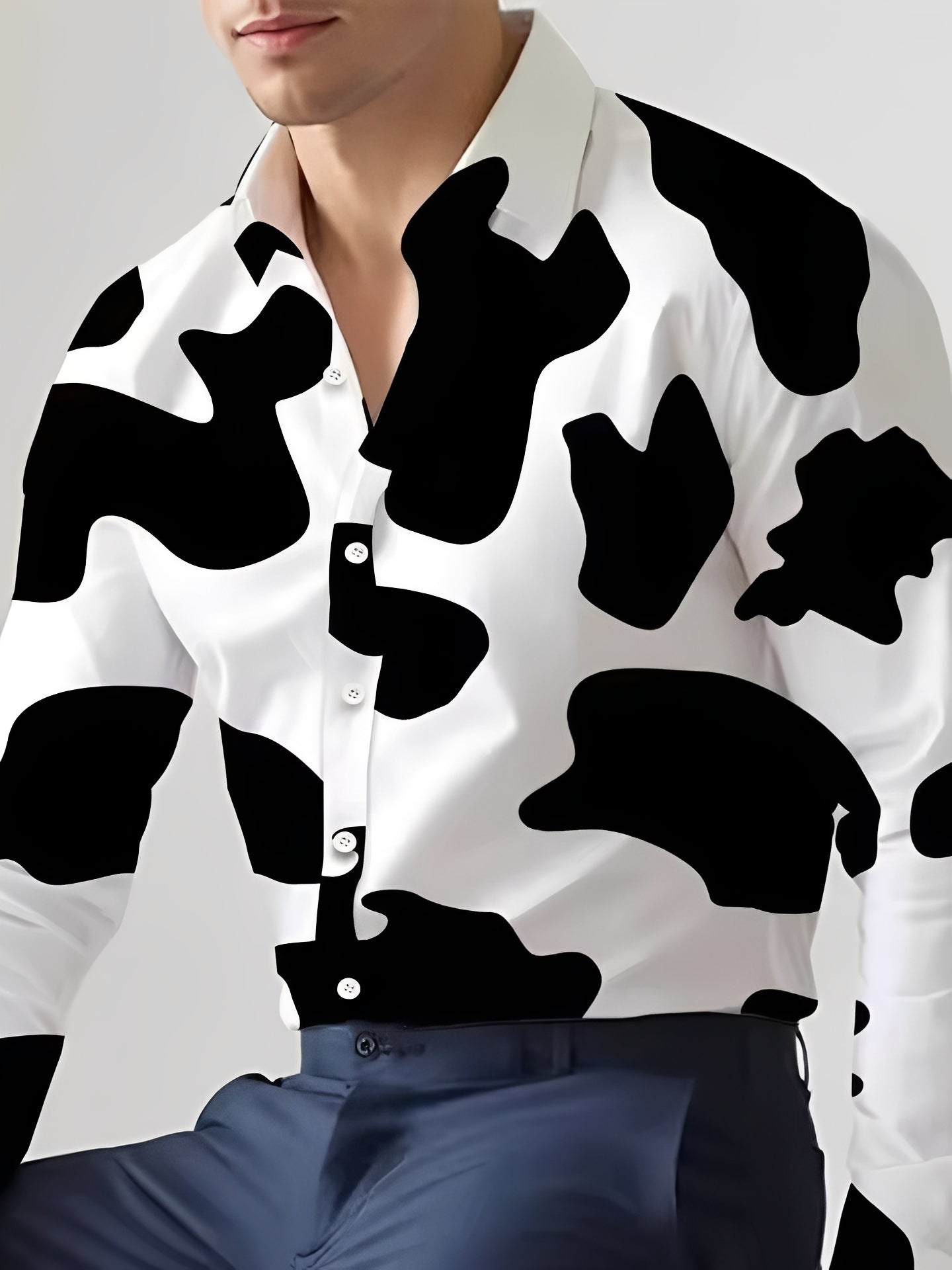 Homme Chemise Manches Longues avec Imprimé et Col Classique