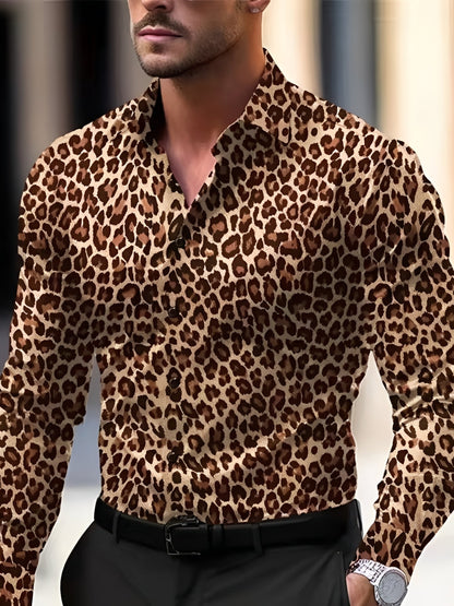 Homme Chemise Manches Longues avec Imprimé et Col Classique