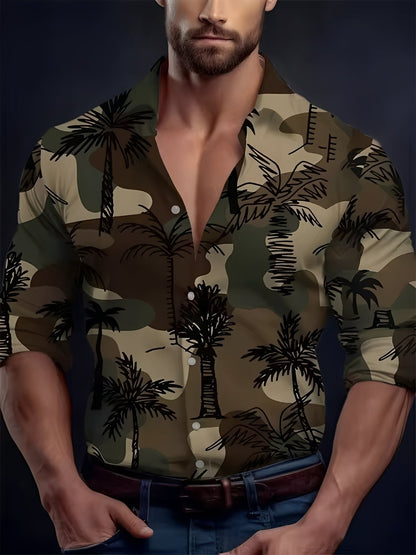 Homme Chemise Manches Longues avec Imprimé et Col Classique