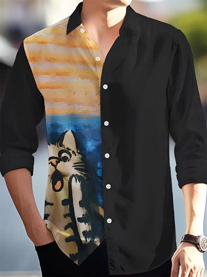 Homme Chemise Manches Longues avec Imprimé et Col Classique