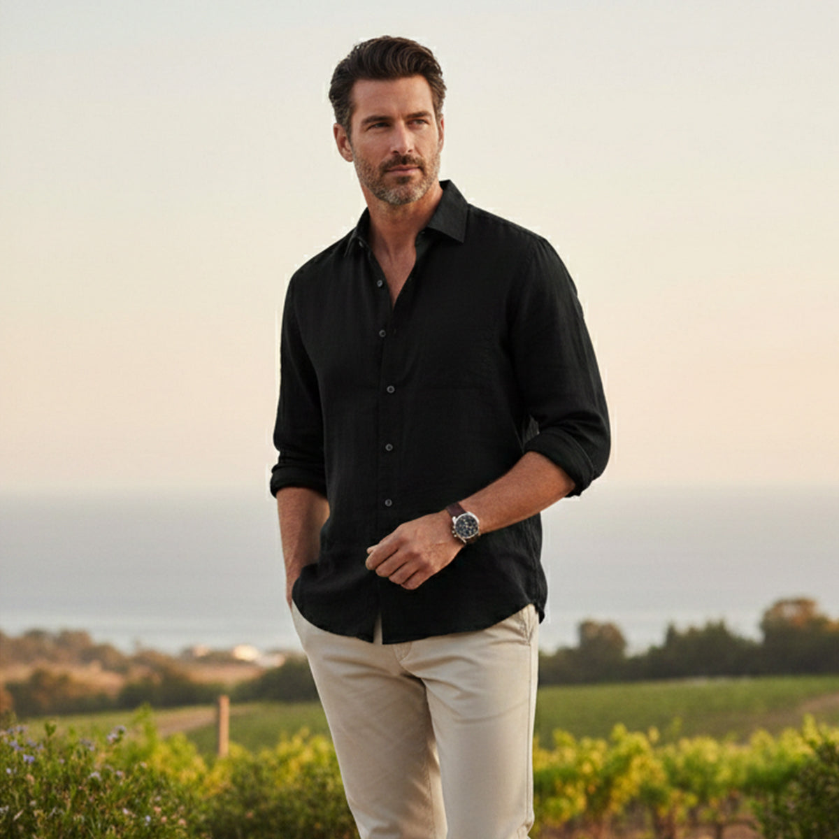 Homme Chemise Manches Longues col Classique Coupe Décontractée
