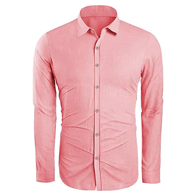 Homme Chemise Manches Longues Col Ouvert à Revers Regular Fit