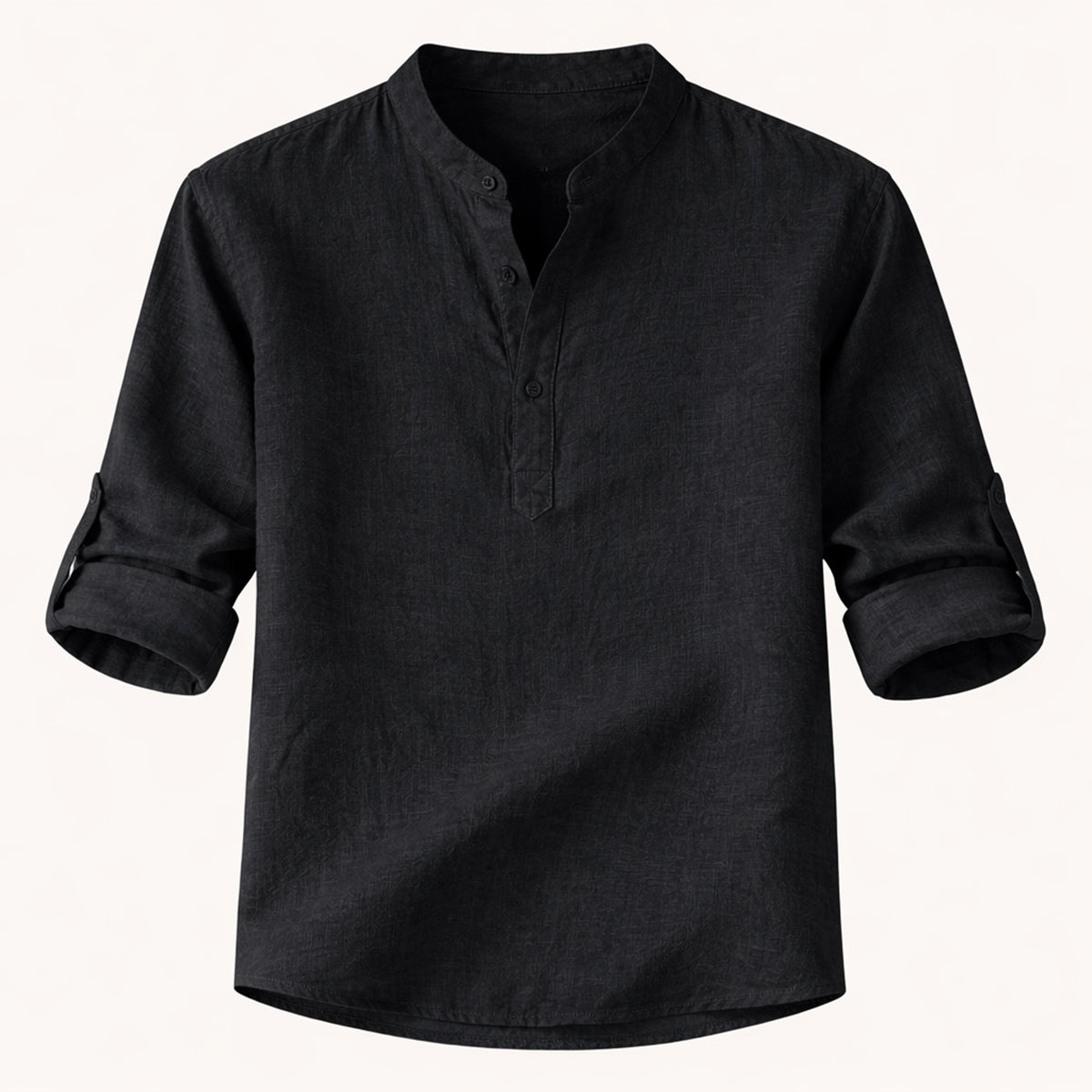 Homme Chemise Manches Longues Retroussables col Mao Regular Fit