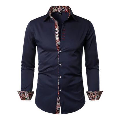 Homme Chemise Manches Longues Slim Fit avec Accents Paisley