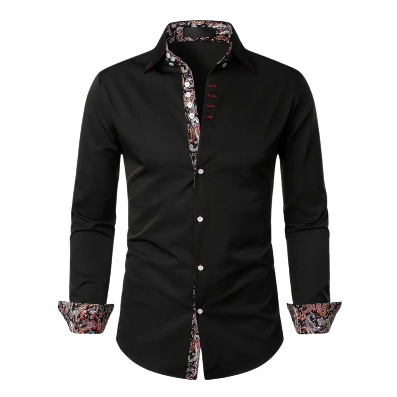 Homme Chemise Manches Longues Slim Fit avec Accents Paisley