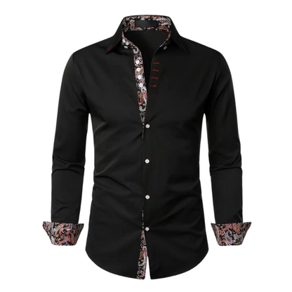 Homme Chemise Manches Longues Slim Fit avec Accents Paisley