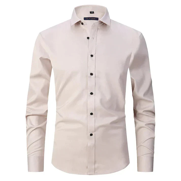 Homme Chemise Manches Longues Slim Fit sans Repassage avec Col Classique