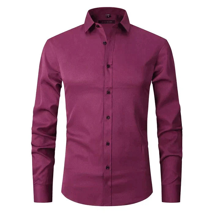 Homme Chemise Manches Longues Slim Fit sans Repassage avec Col Classique