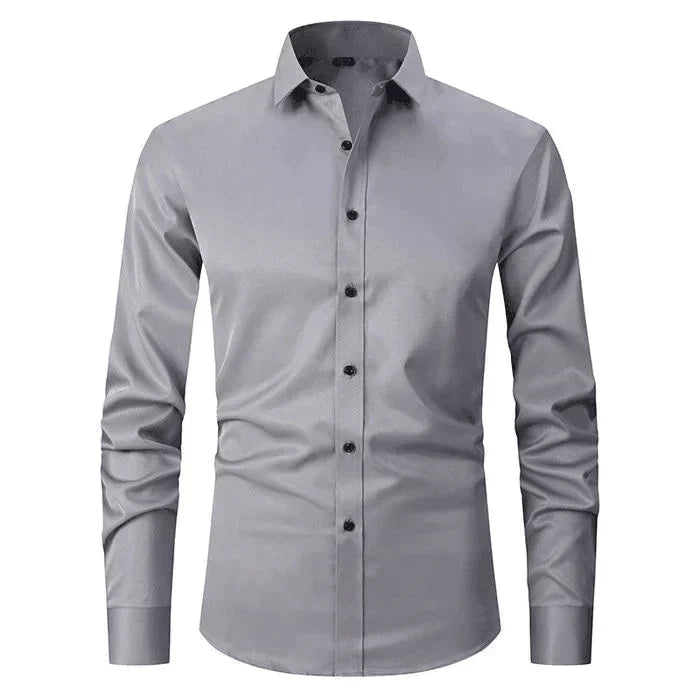Homme Chemise Manches Longues Slim Fit sans Repassage avec Col Classique