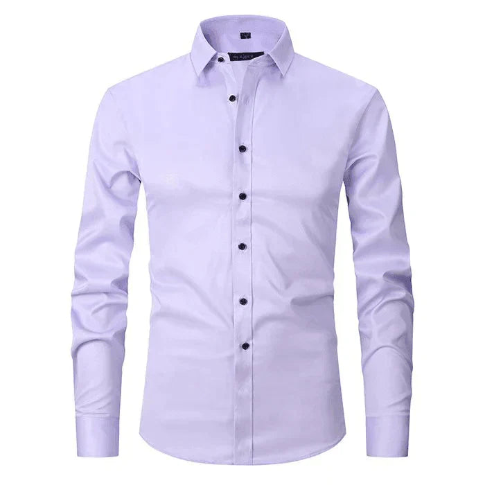 Homme Chemise Manches Longues Slim Fit sans Repassage avec Col Classique