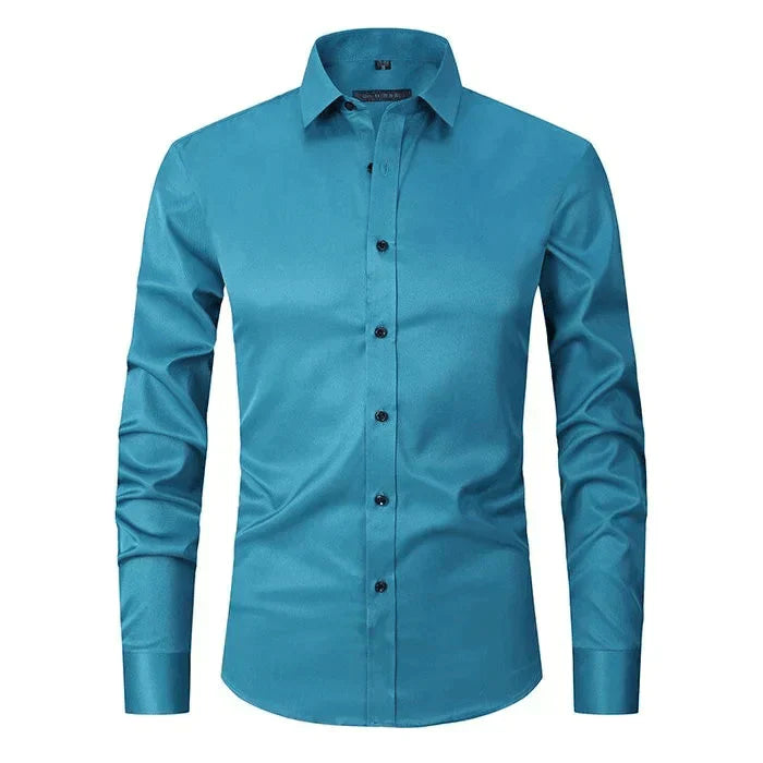 Homme Chemise Manches Longues Slim Fit sans Repassage avec Col Classique