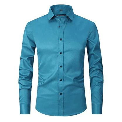 Homme Chemise Manches Longues Slim Fit sans Repassage avec Col Classique