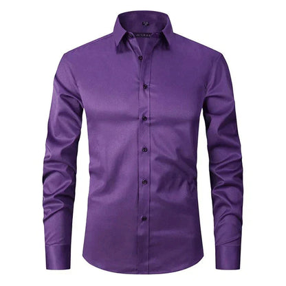 Homme Chemise Manches Longues Slim Fit sans Repassage avec Col Classique