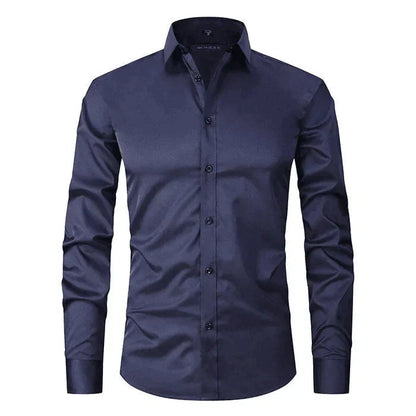 Homme Chemise Manches Longues Slim Fit sans Repassage avec Col Classique