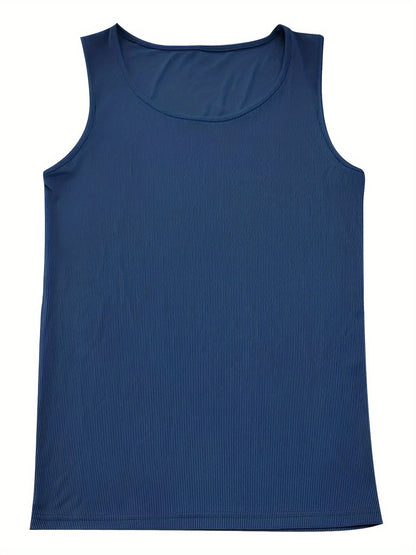 Homme Débardeur Côtelé Slim Fit col Rond sans Manches