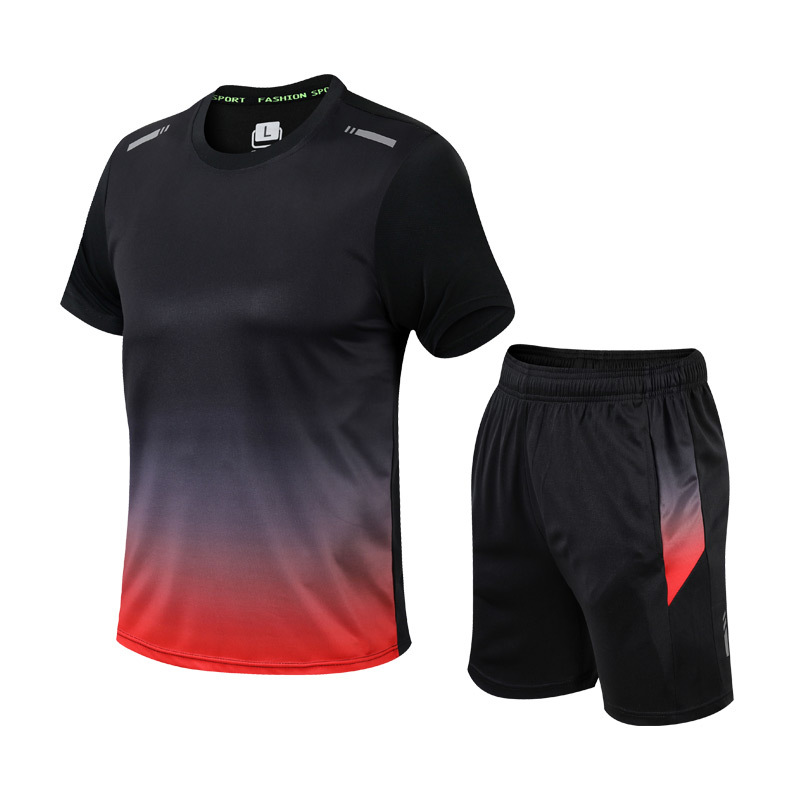 Homme Ensemble de Sport avec T-shirt Manches Courtes et Short col Rond Dégradé